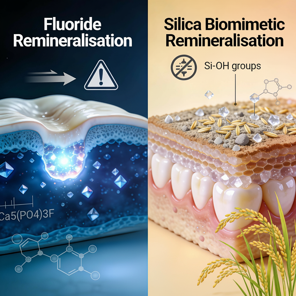 Remineralisation comparison: Fluoride v/s Silica
